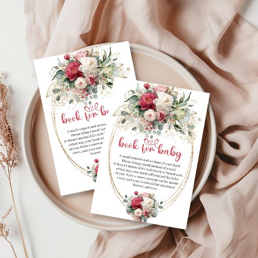 Boho Ruby Red Burgundy Greenery Book Request Card Begleitkarte