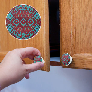 Boho Ruby Turquoise und Kupfer Keramikknauf