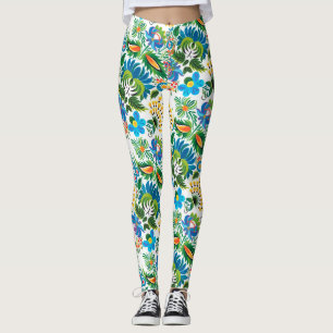 Boho Russische Volks Kunst Blumenmuster Leggings