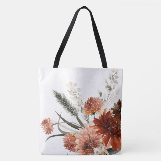 Boho Rust Bloral Autumn Bouquet Tasche (Vorderseite)
