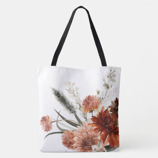 Boho Rust Bloral Autumn Bouquet Tasche (Rückseite)