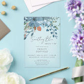 Boho Rust Blue Floral Etwas Blue Brautparty Acryleinladungen (In Situ (Hochzeit))