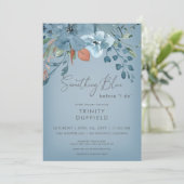 Boho Rust Blue Floral Etwas Blue Brautparty Einladung (Stehend Vorderseite)