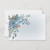 Boho Rust & Blue Floral Hochzeit Weißes Abendessen RSVP Karte (Rückseite)