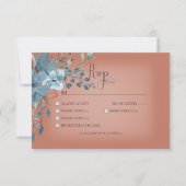 Boho Rust & Blue Floral Hochzeitsmahl RSVP Karte (Vorderseite)
