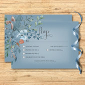 Boho Rust & Blue Floral Wedding Blue Dinner RSVP Karte