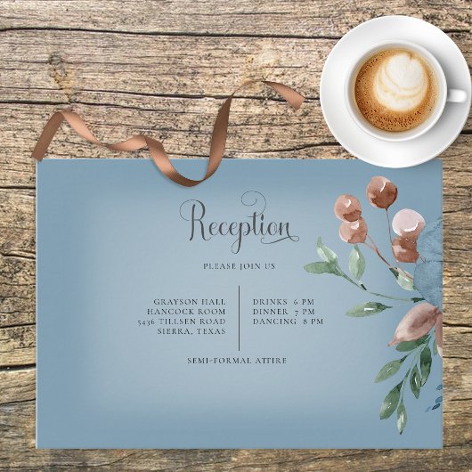 Boho Rust & Blue Floral Wedding Card Begleitkarte