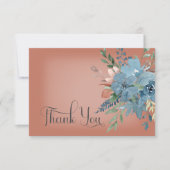 Boho Rust & Blue Floral Wedding Dankeschön Karte (Vorderseite)