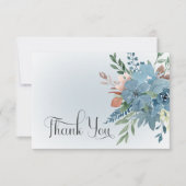Boho Rust & Blue Floral Wedding Dankeschön Karte (Vorderseite)