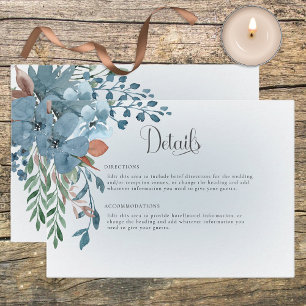 Boho Rust & Blue Floral Wedding Details Card Begleitkarte