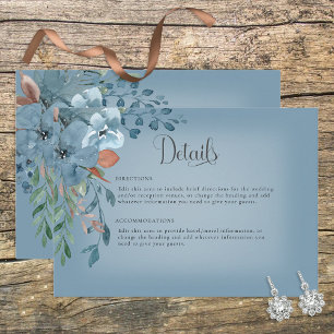 Boho Rust & Blue Floral Wedding Details Card Begleitkarte