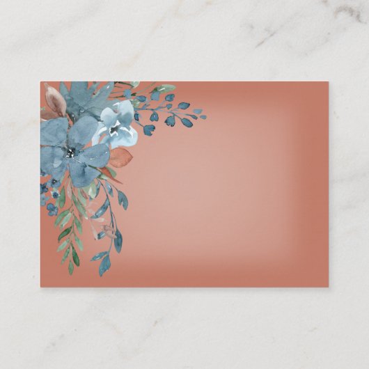 Boho Rust & Blue Floral Wedding Details Card Begleitkarte (Rückseite)