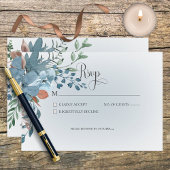 Boho Rust & Blue Floral Wedding Response Card RSVP Karte