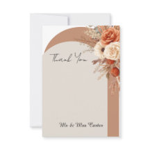 Boho Rust Blumenbogen Hochzeit Danke Karte