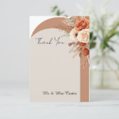 Boho Rust Blumenbogen Hochzeit Danke Karte (Stehend Vorderseite)
