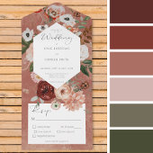 Boho Rust Burgundy Fall Floral Dinner All In One Einladung