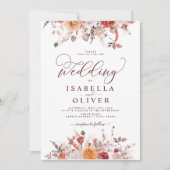 Boho Rust Burnt Orange Terracotta Marsala Wedding Einladung (Vorderseite)