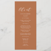 Boho Rust Burnt Orange Terracotta Wedding Menükarte (Vorderseite)
