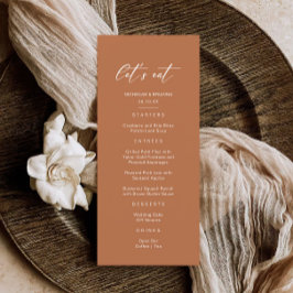 Boho Rust Burnt Orange Terracotta Wedding Menükarte