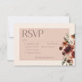Boho Rust & Cream Fall Floral Drei Abendessen RSVP Karte (Vorderseite)