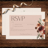 Boho Rust & Cream Fall Floral No Dinner RSVP Karte