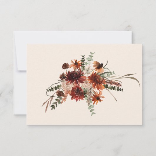 Boho Rust & Cream Fall Floral No Dinner RSVP Karte (Rückseite)