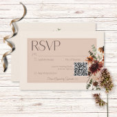 Boho Rust & Cream Fall Floral RSVP Karte