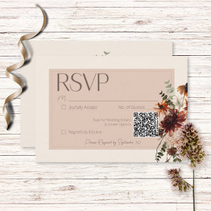 Boho Rust & Cream Fall Floral RSVP Karte