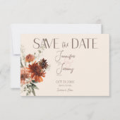 Boho Rust & Cream Fall Floral Save The Date (Vorderseite)