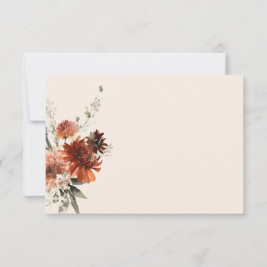 Boho Rust & Cream Fall Floral Save The Date (Rückseite)