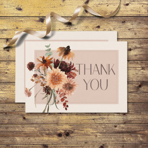 Boho Rust & Cream Fall Floral Wedding Dankeskarte