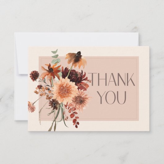 Boho Rust & Cream Fall Floral Wedding Dankeskarte (Vorderseite)