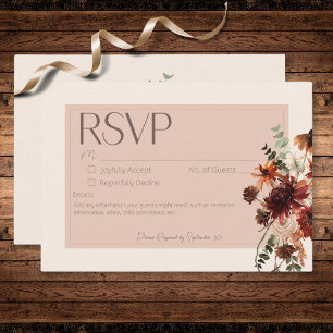 Boho Rust & Cream Herbst Floral Kein Abendessen RSVP Karte