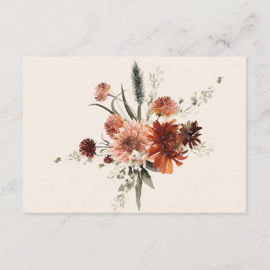 Boho Rust & Creme Fall Blumendetails Begleitkarte (Rückseite)
