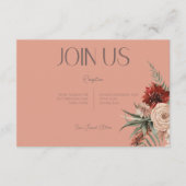 Boho Rust & Creme Fall Pfirsichrost Empfang Begleitkarte (Vorderseite)