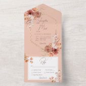 Boho Rust Fall Floral am Peach Dinner All In One Einladung (Innen Boden)