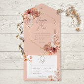 Boho Rust Fall Floral am Peach Dinner All In One Einladung