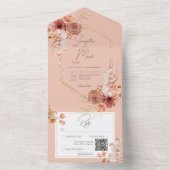 Boho Rust Fall Floral auf Peach QR Code All In One Einladung (Innen Boden)