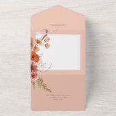 Boho Rust Fall Floral Peach No Dinner All In One Einladung (Außenbereich)