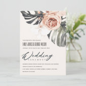 BOHO RUST FLORAL MONSTRERA LEAF WEDING INVITE DANKESKARTE (Stehend Vorderseite)