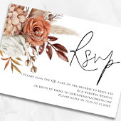 Boho Rust Florals Script QR Code Wedding RSVP Begleitkarte