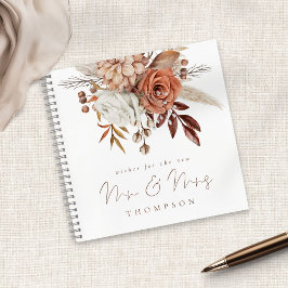 Boho Rust Florals wünscht neue Frau Guest Book Notizblock