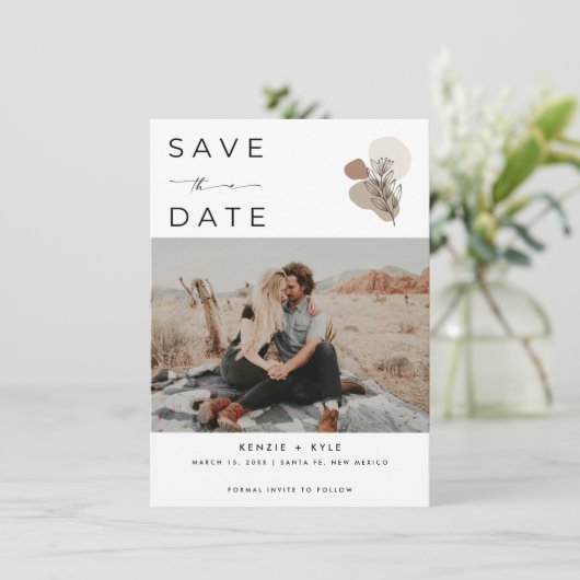 Boho Rust Foto Wüste Wedding Save The Date (Stehend Vorderseite)