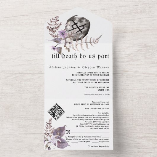 Boho Rust Gothic Viking Symbols Wildblume Hochzeit All In One Einladung (Innen Boden)