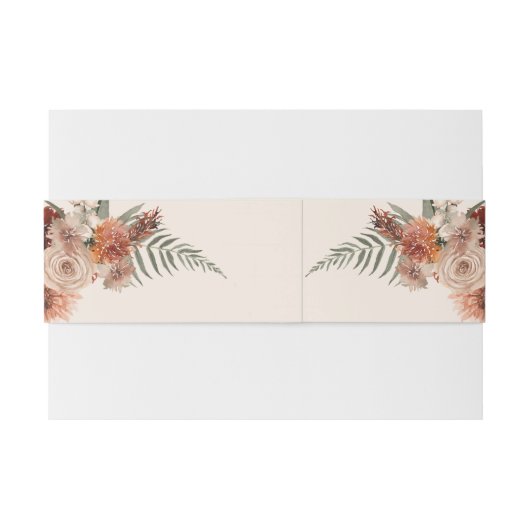 Boho Rust & Neutral Cream Fall Floral Einladungsbanderole (Rückseitenbeispiel)