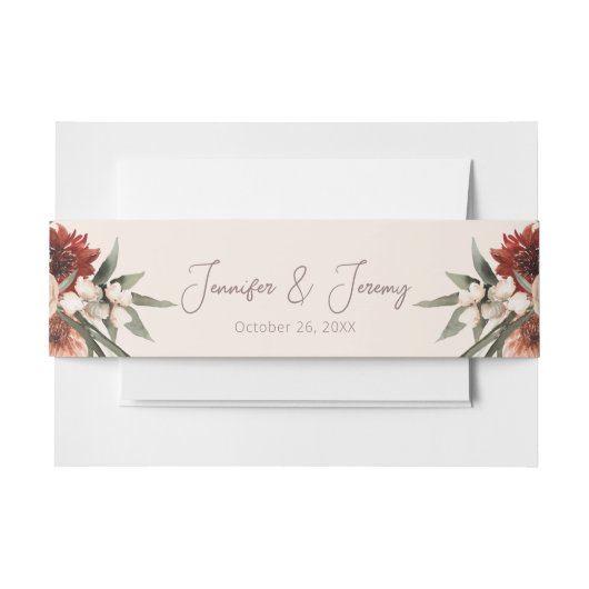 Boho Rust & Neutral Cream Fall Floral Einladungsbanderole (Vorderseite Beispiel)