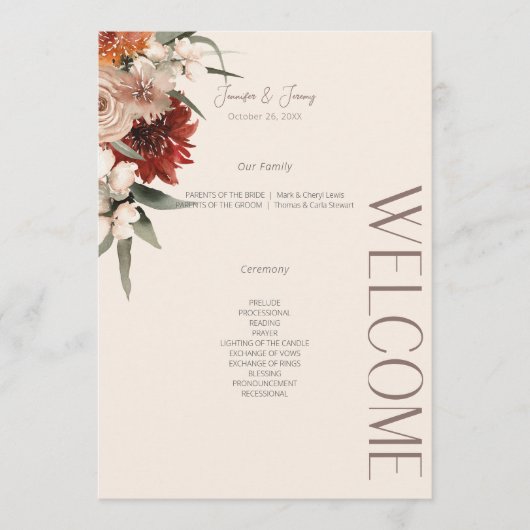 Boho Rust & Neutral Cream Fall Floral Programm (Vorderseite)