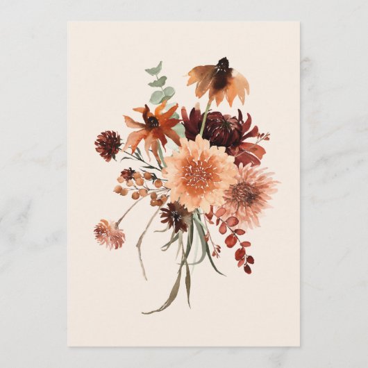 Boho Rust & Neutral Cream Fall Floral Wedding Menükarte (Rückseite)