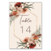Boho Rust & Neutral Cream Fall Floral Wedding Tischnummer (Rückseite)