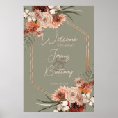 Boho Rust & Neutral Fall Blumengestelle Grünrahmen Poster (Vorne)